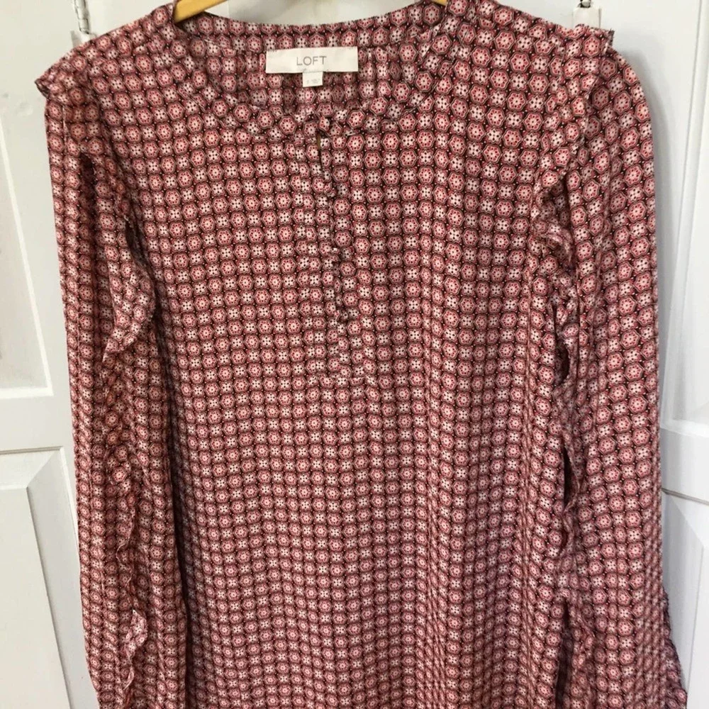 LOFT Long Sleeve Tunic With Ruffle - Picture 9 of 13